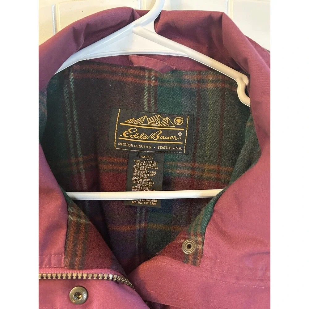 EDDIE BAUER WOMENS Purple Plum POLYESTER GORETEX ANORAK Plaid Lined JACKET SZ M